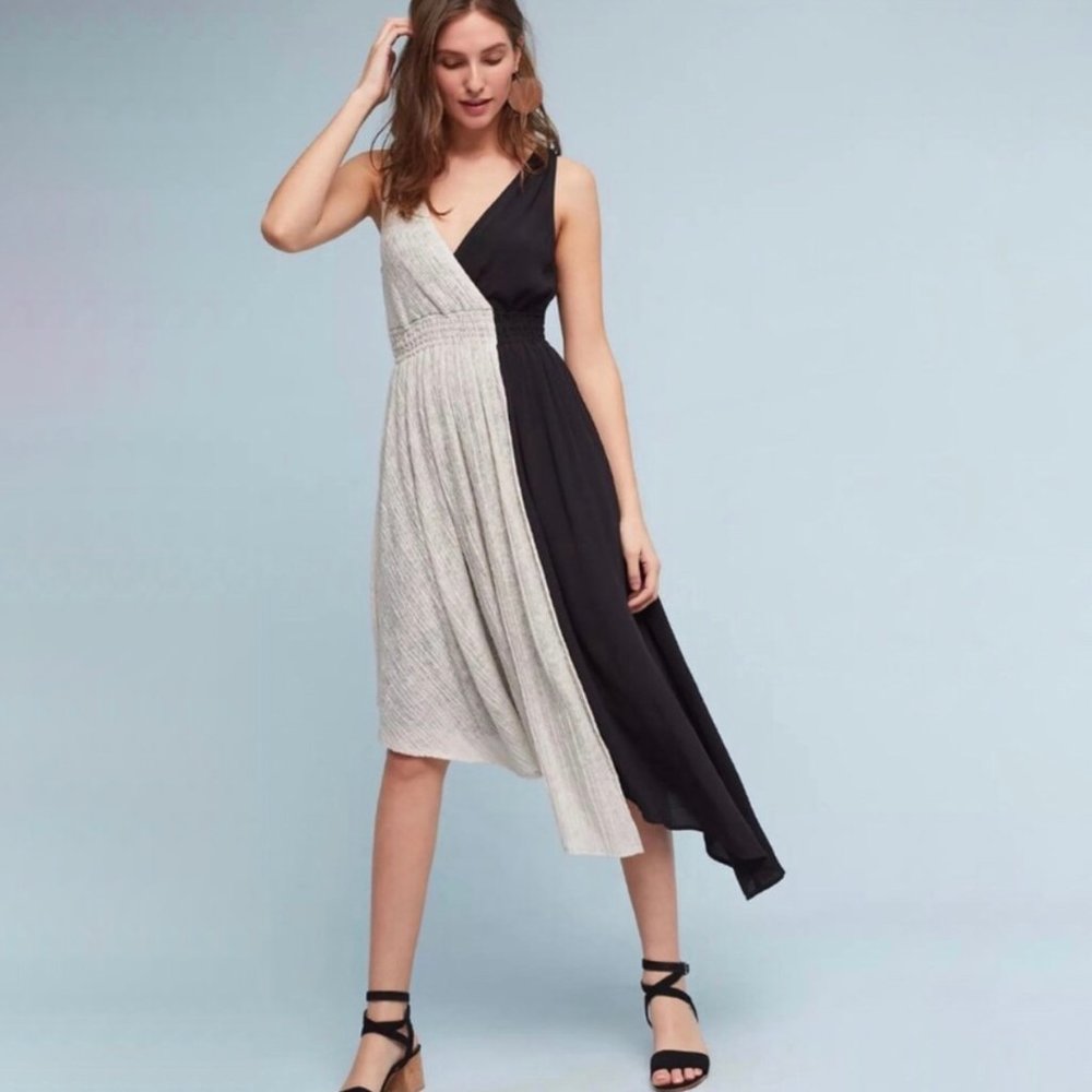 Anthro Maeve NWT Elisabel Two Tone Midi Dress